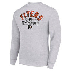 NHL Philadelphia Flyers Starter Stick And Puck Logo Fleece Pullover Sweatshirt - Heather Gray