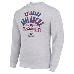 NHL Colorado Avalanche Starter Stick And Puck Logo Fleece Pullover Sweatshirt - Heather Gray