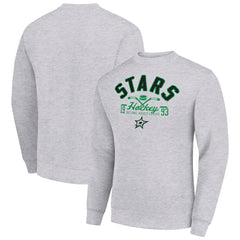 NHL Dallas Stars Starter Stick And Puck Logo Fleece Pullover Sweatshirt - Heather Gray