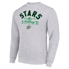 NHL Dallas Stars Starter Stick And Puck Logo Fleece Pullover Sweatshirt - Heather Gray