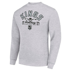 NHL Los Angeles Kings Starter Stick And Puck Logo Fleece Pullover Sweatshirt - Heather Gray