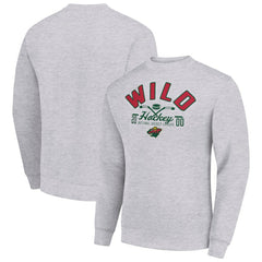 NHL Minnesota Wild Starter Stick And Puck Logo Fleece Pullover Sweatshirt - Heather Gray