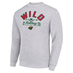 NHL Minnesota Wild Starter Stick And Puck Logo Fleece Pullover Sweatshirt - Heather Gray