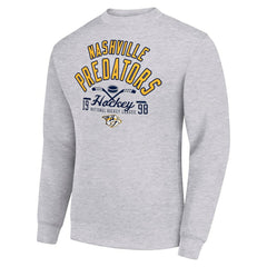 NHL Nashville Predators Starter Stick And Puck Logo Fleece Pullover Sweatshirt - Heather Gray