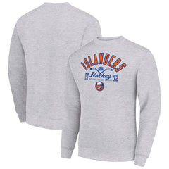 NHL New York Islanders Starter Stick And Puck Logo Fleece Pullover Sweatshirt - Heather Gray