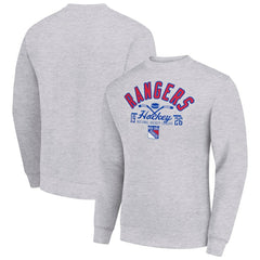 NHL New York Rangers Starter Stick And Puck Logo Fleece Pullover Sweatshirt - Heather Gray