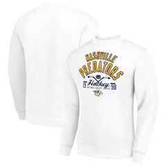 NHL Nashville Predators Starter Stick And Puck Logo Fleece Pullover Sweatshirt - White