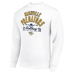 NHL Nashville Predators Starter Stick And Puck Logo Fleece Pullover Sweatshirt - White
