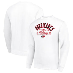 NHL Carolina Hurricanes Starter Stick And Puck Logo Fleece Pullover Sweatshirt - White