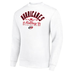 NHL Carolina Hurricanes Starter Stick And Puck Logo Fleece Pullover Sweatshirt - White