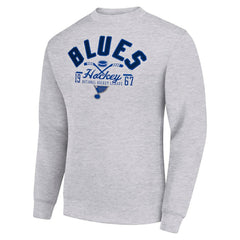 NHL St. Louis Blues Starter Stick And Puck Logo Fleece Pullover Sweatshirt - Heather Gray