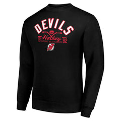 NHL New Jersey Devils Starter Stick And Puck Logo Fleece Pullover Sweatshirt - Black