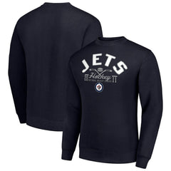 NHL Winnipeg Jets Starter Stick And Puck Logo Fleece Pullover Sweatshirt - Navy
