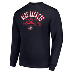 NHL Columbus Blue Jackets Starter Stick And Puck Logo Fleece Pullover Sweatshirt - Navy