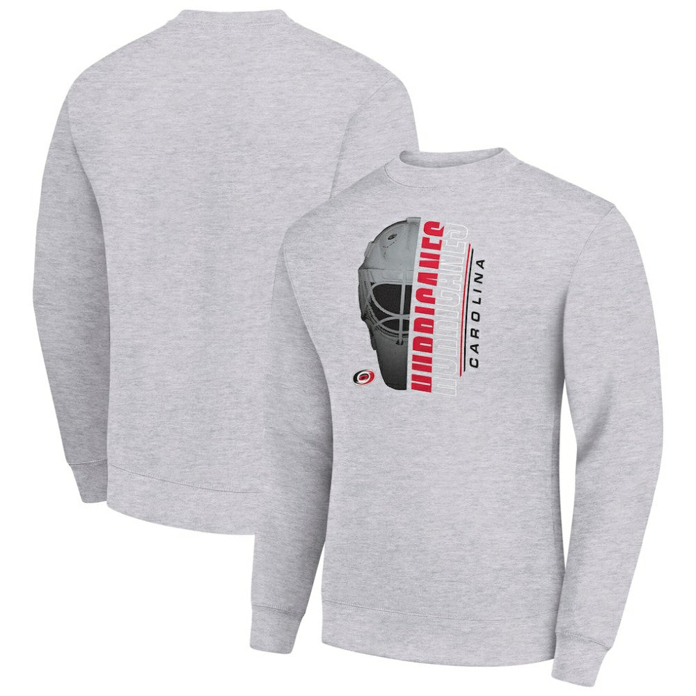 NHL Carolina Hurricanes Starter Half Helmet Team Logo Pullover Sweatshirt - Heather Gray