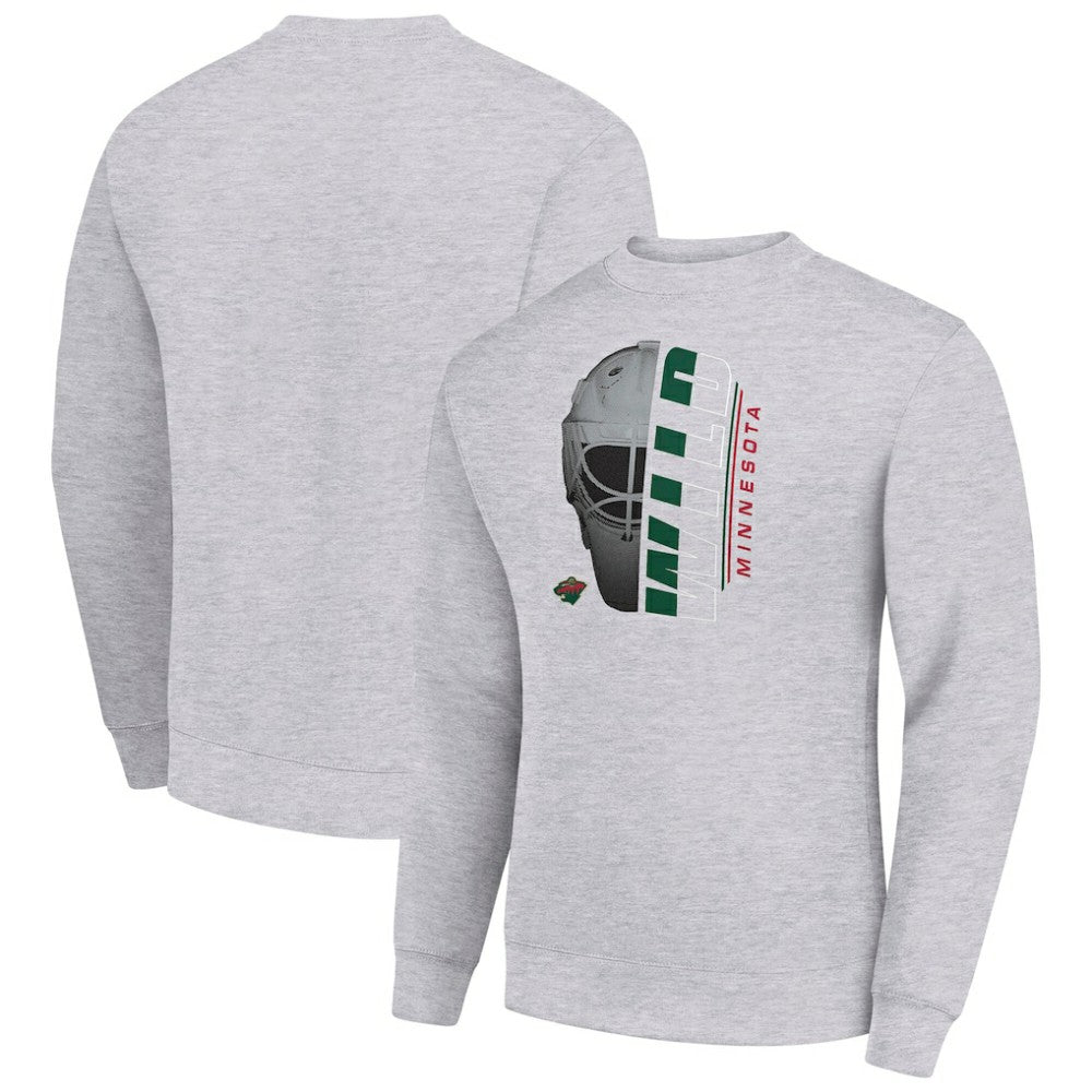 NHL Minnesota Wild Starter Half Helmet Team Logo Pullover Sweatshirt - Heather Gray