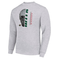 NHL Minnesota Wild Starter Half Helmet Team Logo Pullover Sweatshirt - Heather Gray