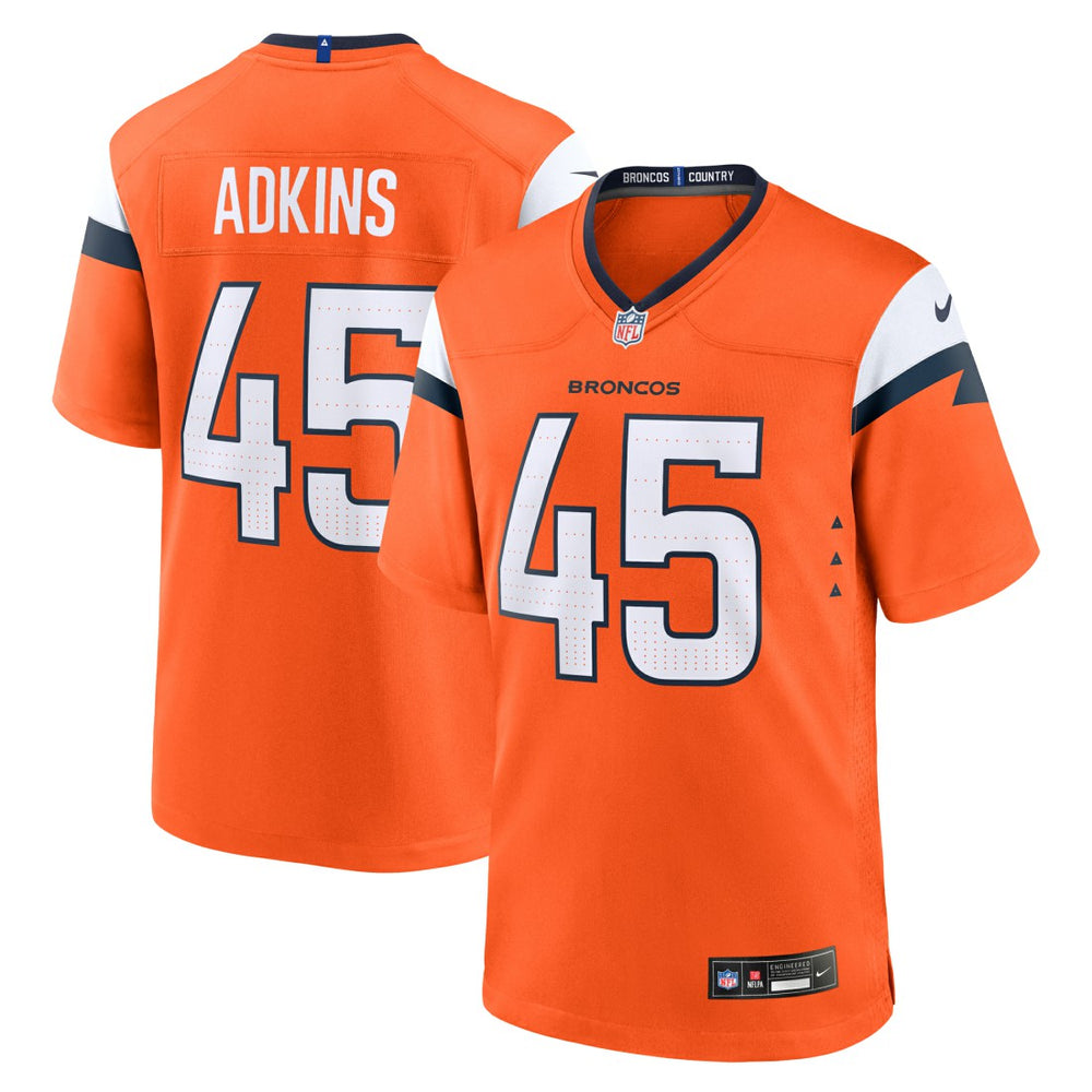 NFL Nate Adkins Denver Broncos Team Game Jersey - Orange