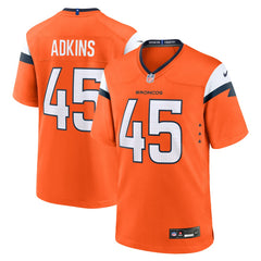 NFL Nate Adkins Denver Broncos Team Game Jersey - Orange