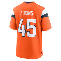 NFL Nate Adkins Denver Broncos Team Game Jersey - Orange
