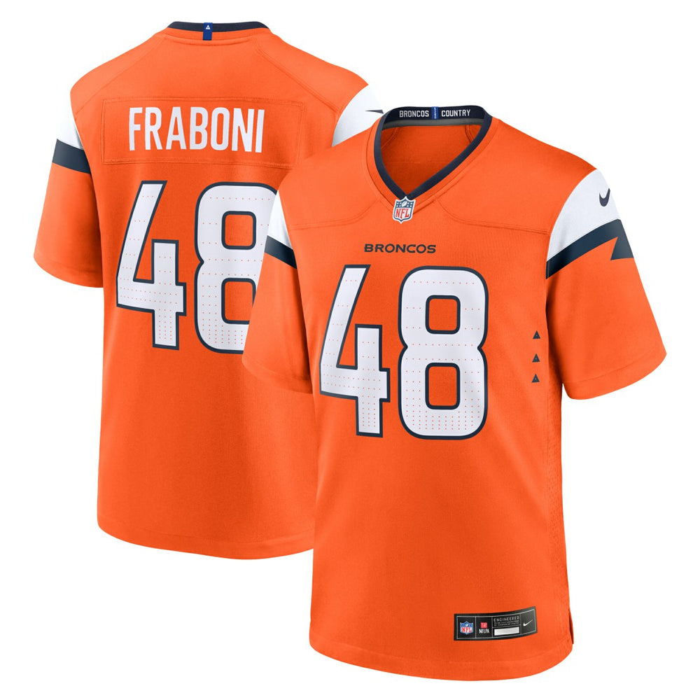 NFL Mitchell Fraboni Denver Broncos Team Game Jersey - Orange