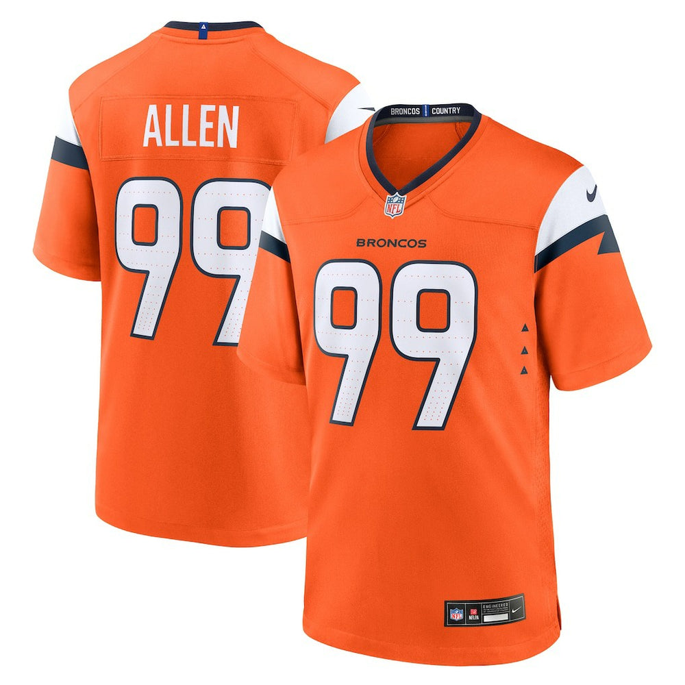 NFL Zach Allen Denver Broncos Team Game Jersey - Orange