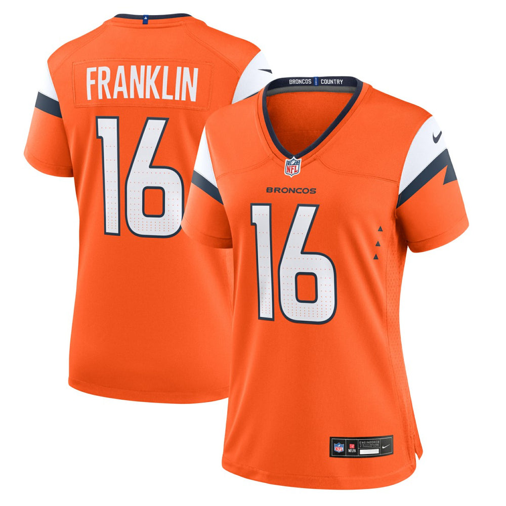 NFL Troy Franklin Denver Broncos Women's Team Game Jersey - Orange