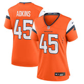 NFL Nate Adkins Denver Broncos Women's Team Game Jersey - Orange