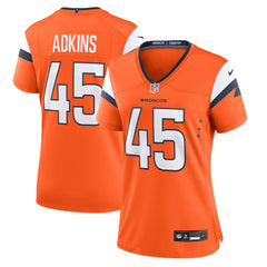 NFL Nate Adkins Denver Broncos Women's Team Game Jersey - Orange