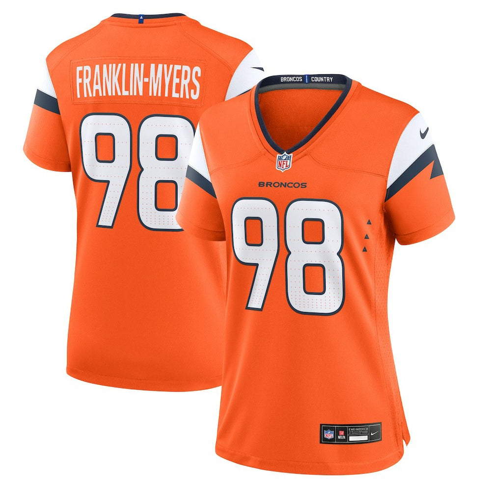 NFL John Franklin-Myers Denver Broncos Women's Team Game Jersey - Orange