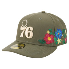 Philadelphia 76ers Tonal Florals 59FIFTY Fitted Hat Olive