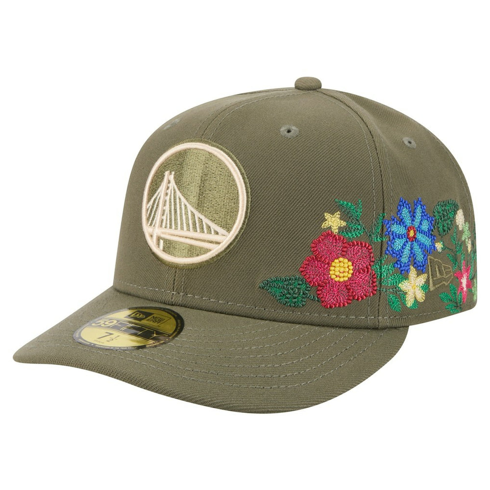 Golden State Warriors Tonal Florals 59FIFTY Fitted Hat Olive