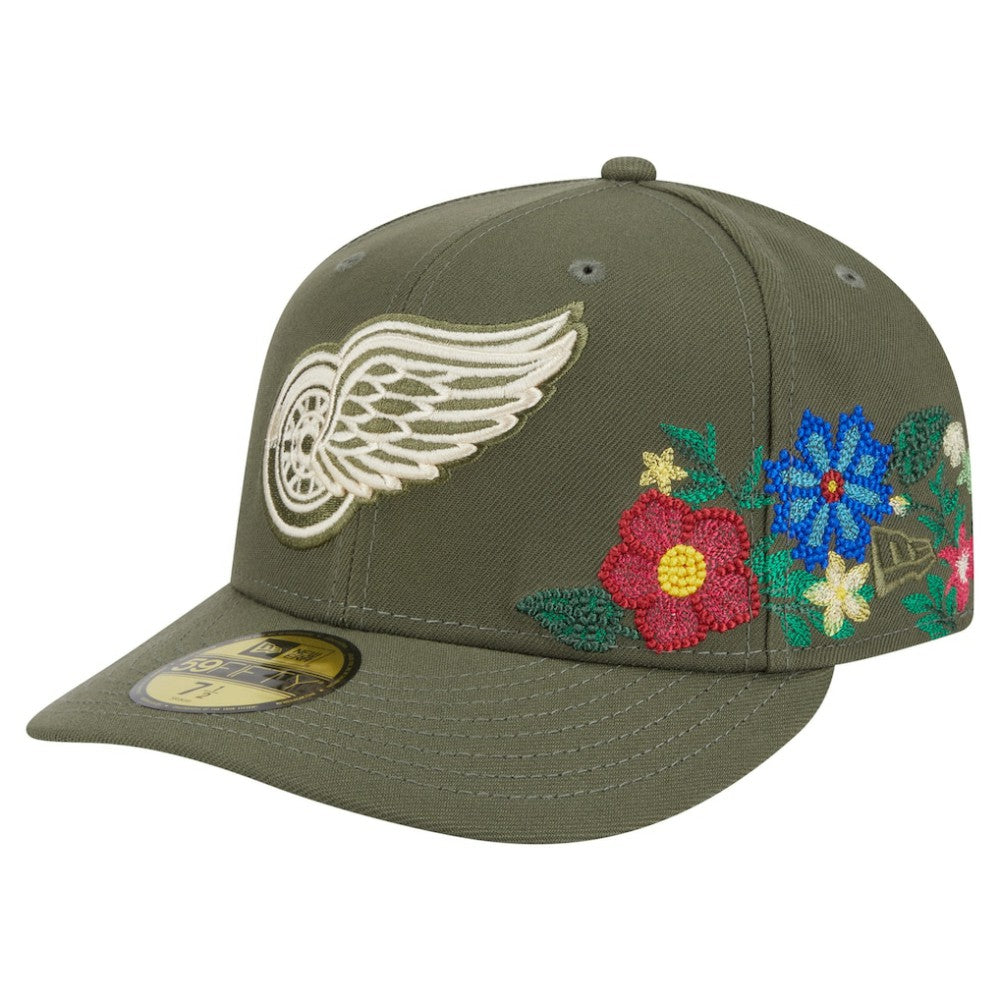 NHL Detroit Red Wings New Era Tonal Florals 59FIFTY Fitted Hat - Olive