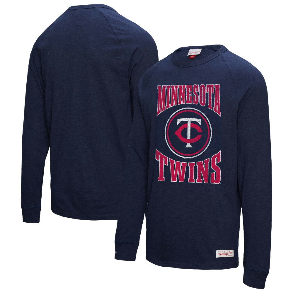 Minnesota Twins Mitchell & Ness Arched Logo Slub Long Sleeve T-Shirt - Navy T-shirts