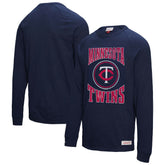 Minnesota Twins Mitchell & Ness Arched Logo Slub Long Sleeve T-Shirt - Navy T-shirts
