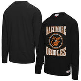 Baltimore Orioles Mitchell & Ness Arched Logo Slub Long Sleeve T-Shirt - Black T-shirts