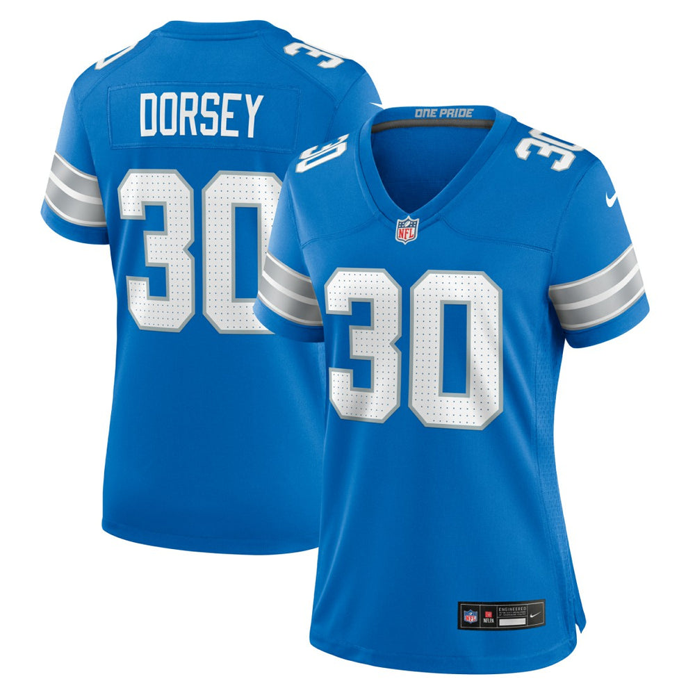 NFL Khalil Dorsey Detroit Lions Women's Team Game Jersey - Blue