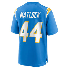 NFL Scott Matlock Los Angeles Chargers Team Game Jersey - Powder Blue