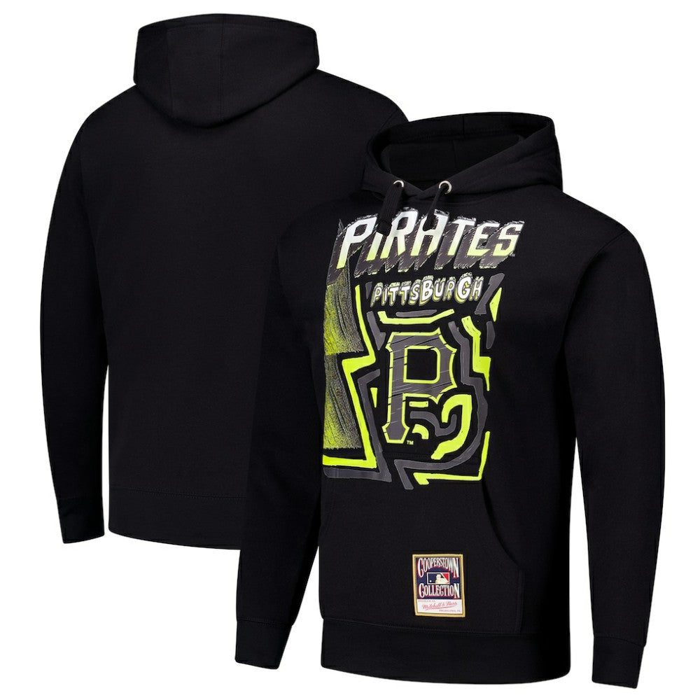 Pittsburgh Pirates Mitchell & Ness Sidewalk Sketch Pullover Hoodie - Black Hoodies