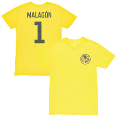 Luis Malagón Club America 1863FC Vintage Player Name & Number Tri-blend T-Shirt Yellow