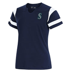 Seattle Mariners Antigua Women's Encounter Notch Neck Top - Navy Tops