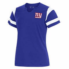 New York Giants Antigua Women's Encounter Short Sleeve Notch Neck Top Royal