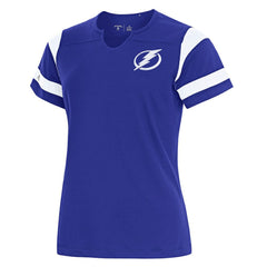 NHL Tampa Bay Lightning Antigua Women's Encounter Short Sleeve Notch Neck Top - Royal