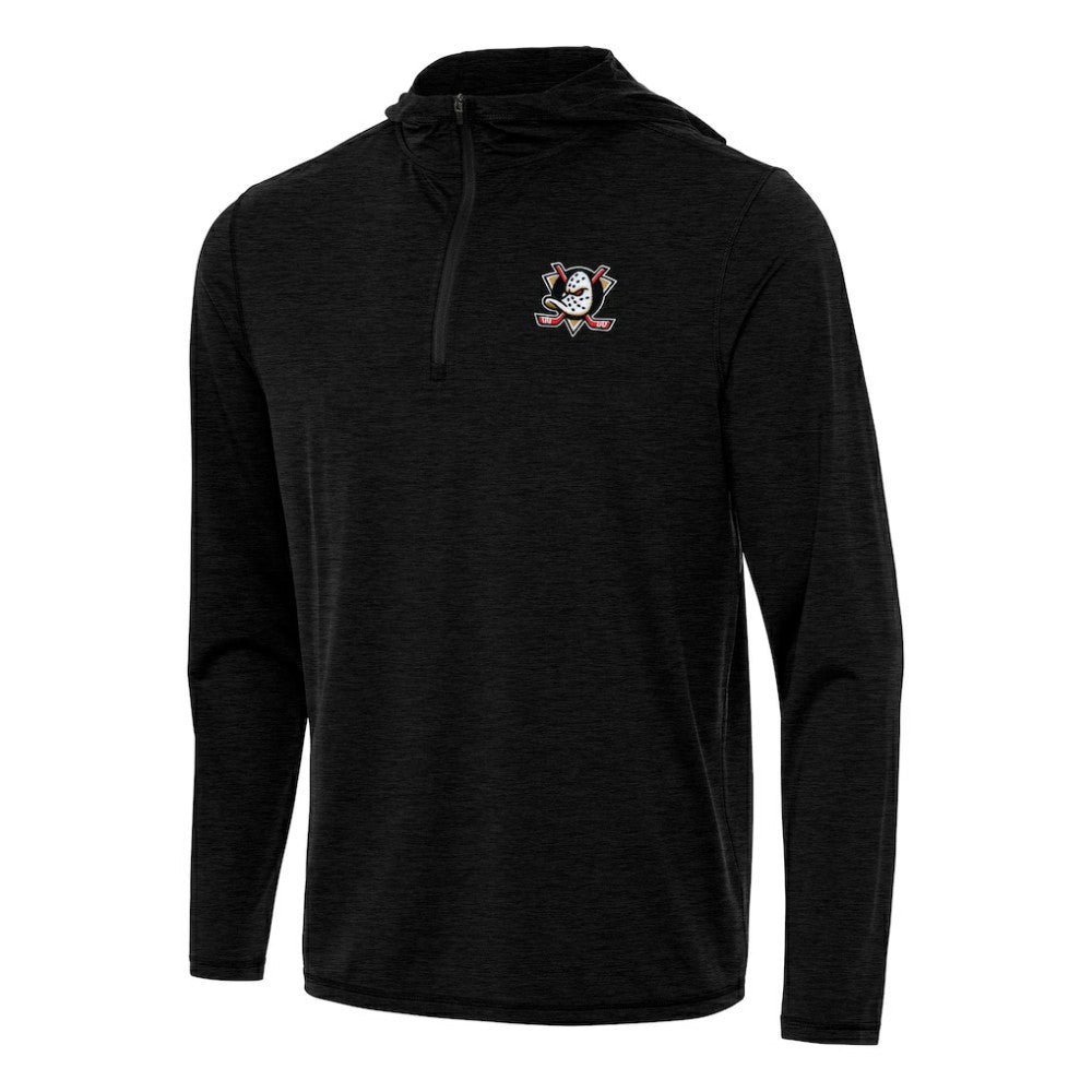 NHL Anaheim Ducks Antigua Tidy Quarter-Zip Hoodie - Heather Black