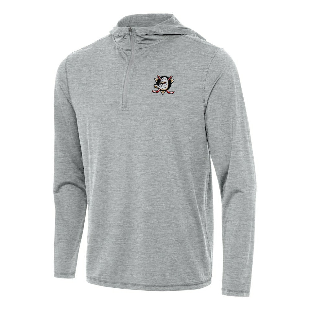 NHL Anaheim Ducks Antigua Tidy Quarter-Zip Hoodie - Heather Gray