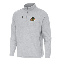NHL Chicago Blackhawks Antigua Certain Quarter-Zip Tri-Blend Sweatshirt - Heather Gray