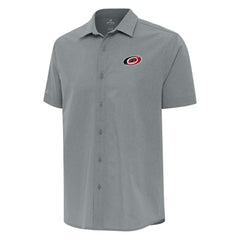 NHL Carolina Hurricanes Antigua Activate Woven Short Sleeve Button-Up Shirt - Gray