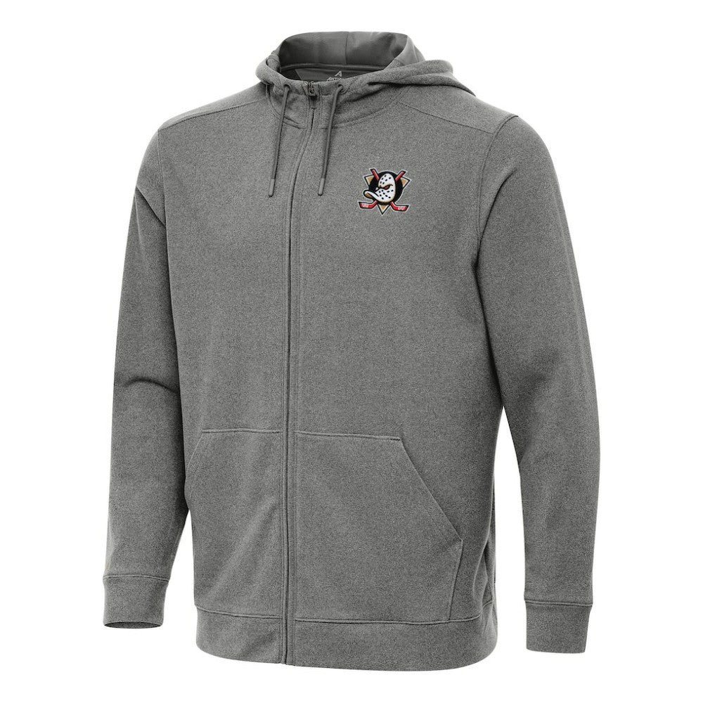 NHL Anaheim Ducks Antigua Effortless Full-Zip Hoodie Jacket - Heather Black