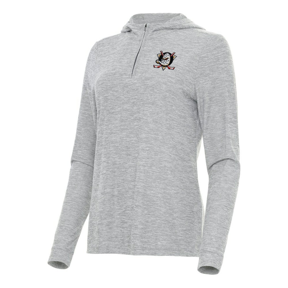 NHL Anaheim Ducks Antigua Women's Daybreak Quarter-Zip Hoodie - Heather Gray