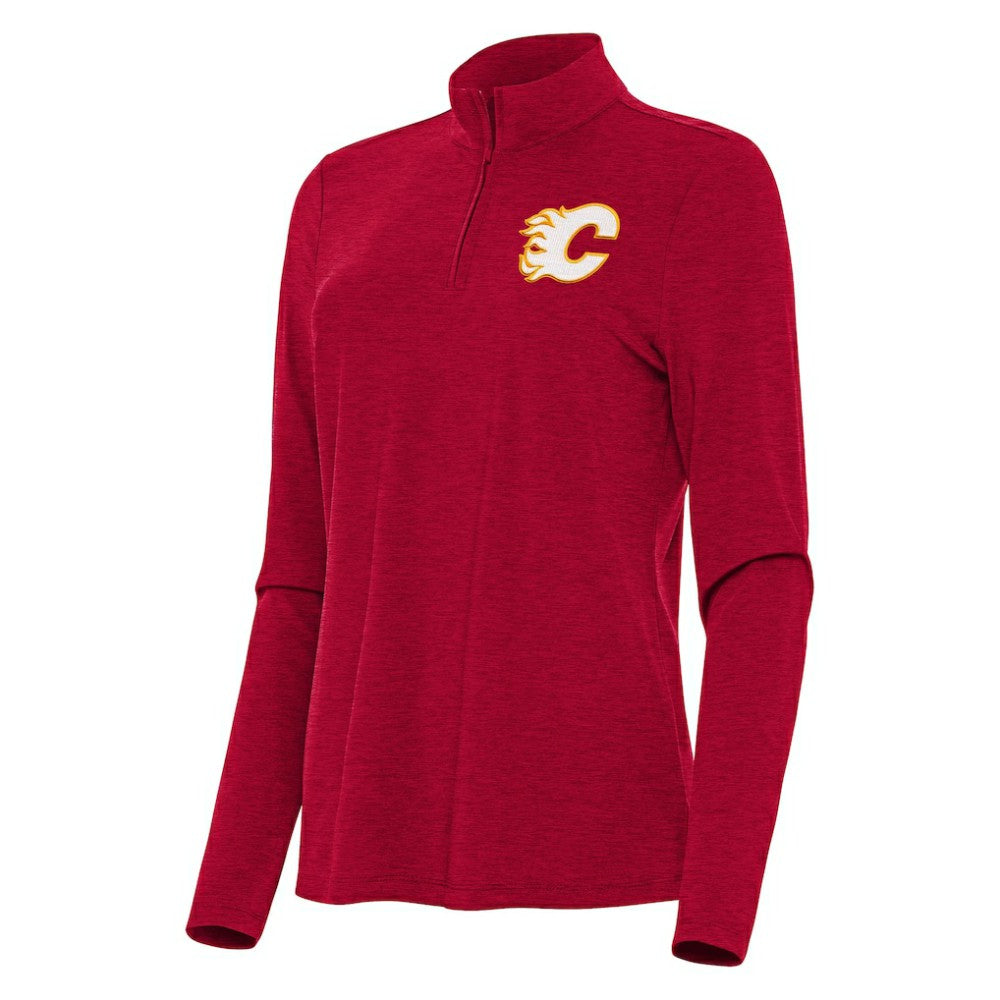 NHL Calgary Flames Antigua Women's Bright Quarter-Zip Top - Heather Red